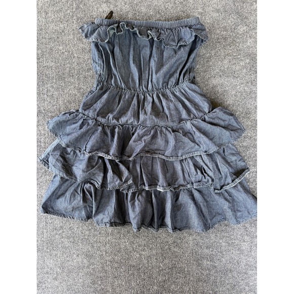BBJ Los Angeles Dresses & Skirts - BBJ‎ Los Angeles Blue Chambray Strapless Tiered Ruffle Mini Dress Medium